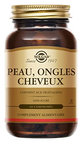 Solgar Peau, Ongles, Cheveux - Beauté - Nutriments essentiels : Zinc, Vitamine C, Acides Aminés, Cuivre - Forme Brevetée de MSM - Complément Alimentaire - Flacon de 60 comprimés