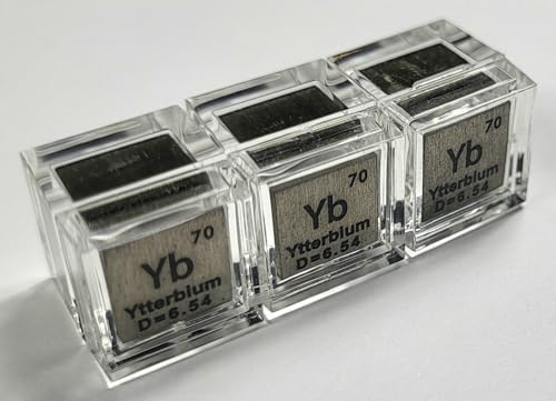 Image of 0.39 inch 10mm Ytterbium Metal Cube Yb up to 99.9% Pure Periodic Table Element Engraved Density Collection Science Education Display Block Cube + Acrylic Case Box - 1PC