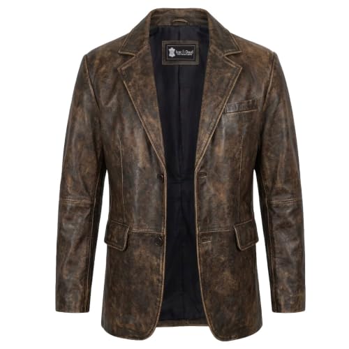Image of Isaac & David Chicago Lambskin Genuine Casual Wear Leather Blazer Sport Coat Classic Button Closure for Men 2 Button Coat