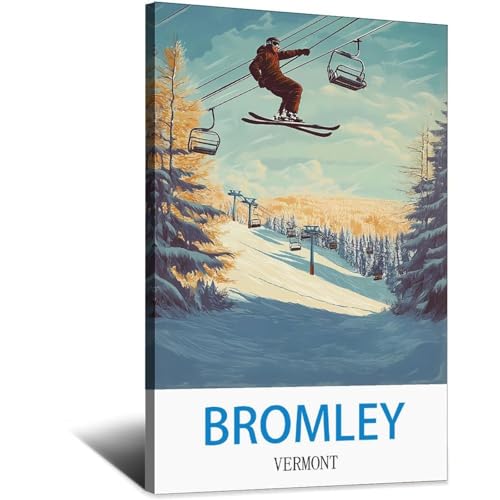 Poster Bromley Vermont retro affiche de voyage vintage salon deco bureau