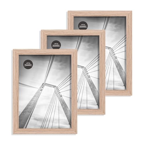 lincoolart Bilderrahmen 15x20 cm Holz Rahmen 3er Set MDF Fotorahmen 20x15 cm mit Bruchsicherem Acrylglas Wand- oder Tisch Holzrahmen 6x8 Zoll für Fotos Bilder Kinderzeichnung