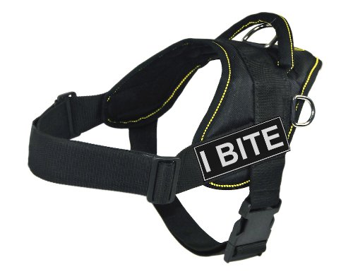 DT Fun Harness, I Bite, Black with Yellow Trim, Large - Fits Girth Size: 32-Inch to 42-Inch - Review, Price and Buying Guide