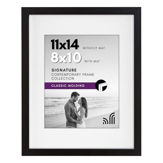 Americanflat 11x14 Picture Frame in Black - Use as 8x10 Frame with Mat or 11x14 Frame Without Mat - Composite Wood with Shatter Resistant Glass - Horizontal and Vertical Formats for Wall