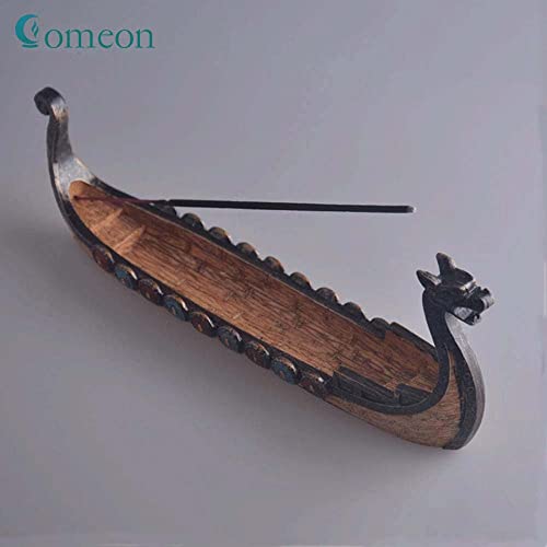 Comeon Retro Incense Burners Traditional Chinese Design Dragon Boat Incense Stick Holder Burner Hand Carved Carving Censer Ornaments #TOP2