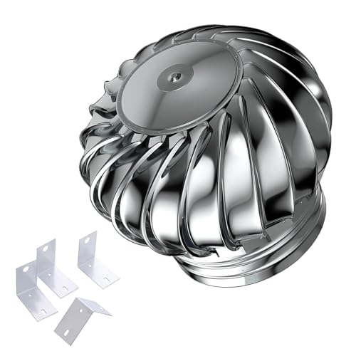Rotating Ventilator Cap,Roof Wind Turbines Cap Ven Stainless Steel Exhaust Cap Roof Flue Vent, Roof Ventilator Round Automatic Working, for Kiten, Canteen Ventilation, Commercial(30cm(11.8in))