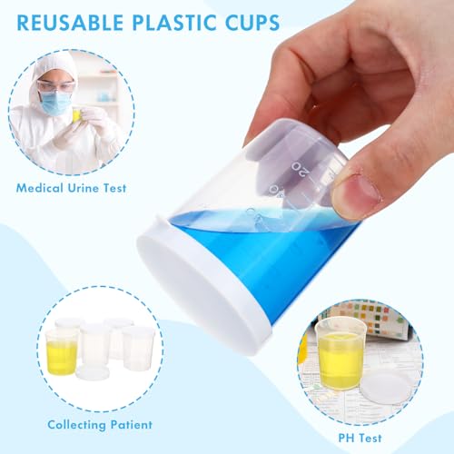 Yiyiring 200 Pcs Disposable Specimen Cups with Lids 100 ml Urine Pee Cups for Testing Plastic Specimen Container for Laboratory Safe Urine Pee Sample Analysis Testing