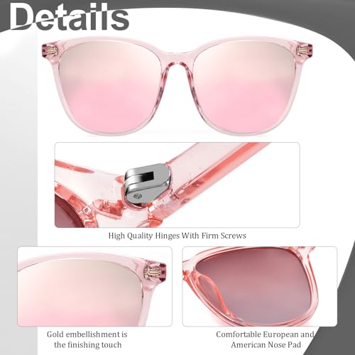 IGnaef® Trendy Polarized Sunglasses for Women, Square Mirrored Shades with UV Protection Anti Glare Sun Glasses IF18514