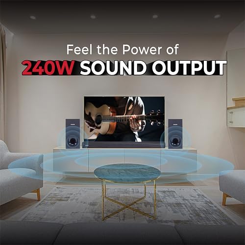 Image of Aiwa Soundbar with Bluetooth V5.3 and Powerful Bass, 6.50 Inches Subwoofer, 2.1 Channel with Remote Control SD Card, HDMI AUX, USB and Optical Connectivity 240W Sound bar | Satori - AW-SSB240 (Black)