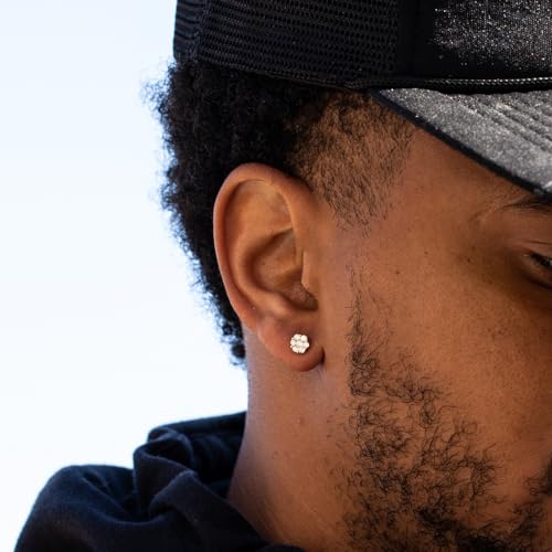 Small Unisex Brilliant 925 Sterling Silver 14K Yellow Gold Plated Round Flower Cluster Tiny Cute Hypoallergenic Cz Women's Men's Circle Screw Back Stud Earrings4