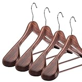 【最高級×厚さ5.5でスーツにピッタリ】チチロバ (TITIROBA) 木製ハンガー スーツ ジャケット コート かたくずれ防止 滑り止め加工バー 4本組 マーズブラウン YJ-04-H 厚さ5.5cm(4本組)