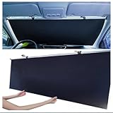 シンシェード、サンシェード ロール式、車サンシェード【2025新型登場・強力遮光、猛暑対策】自動ロール式 簡単操作車 日除け フロント紫外線 車内温度上昇抑制 収納便利 暑さ対策 日焼け対 車遮光プライバシー保護,110cm