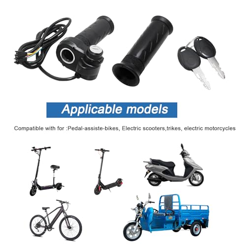 Image of Full Twist Throttle for Ridstar Q20, 3-Pin Throttle Grip Universal Fits for Electric Bike & Most E-Scooter 12V-72V Wide Voltage, with 2 Keys Lock and Gloves, Plug and Play