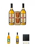  Doppelter Wikinger 2 x Original Met ohne roten Wikinger & 2 Met Becher + Honig Met Tannenhonig 0,75 Liter + Wacken Met 0,75 Liter + Schiefer Glasuntersetzer eckig ca. 9,5 cm Durchmesser