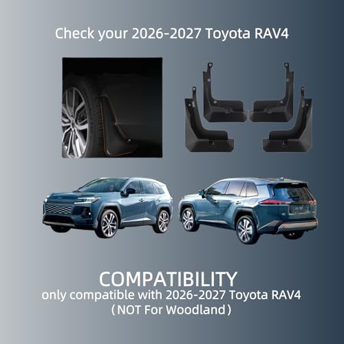Image of No Drill Mud Flaps Compatible with 2026-2027 Toyota RAV4 (6th Gen) 5-Seat SUV, Front & Rear Tire Protector Mudflaps Exterior Accessories Set of 4(Not for Woodland)