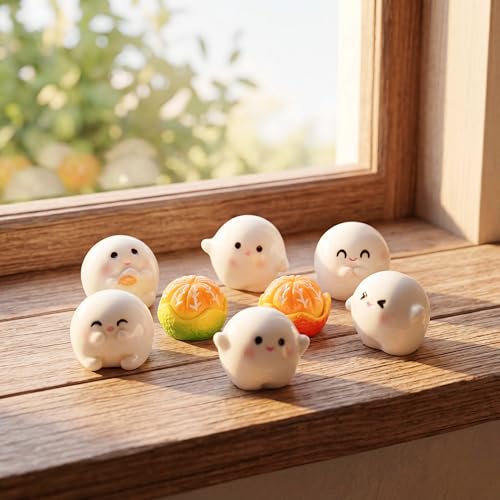 NODARKO 8Pcs Cute Desk Accessories Miniature Resin Figurines Set for Desktop Computer Monitor Car Dashboard Decor & Home Office Fun Ghost Christmas/Hallowmas (0.70.6)
