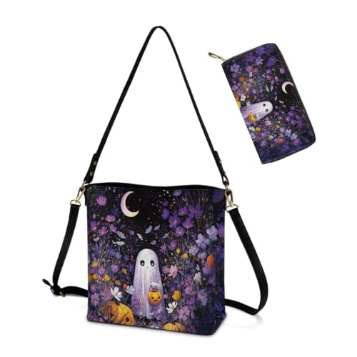 Image of HUGS IDEA Leather Purses and Handbag for Women Bucket Bag with Wrist Wallet 2 Packs