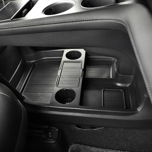 Compatible with 2026 Toyota Sienna Center Console Organizer with Cup Holder Lower Storage Box Accessories (TPE Material with Original car Wood Grain (Compatible with 2021-2026 Toyota Sienna) Black)