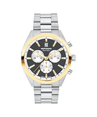 Movado Heritage Series Datron Men's Watch - Swiss Quartz Chronograph, Stainless Steel Bracelet - Classic, Modern Luxury Fashion Timepiece for Him - 41mm