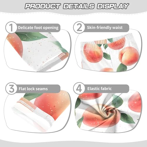 Pink Peach Fruit Girls Leggings Ultra Soft Compression Yoga Gym Pants for Kids 4-10T3