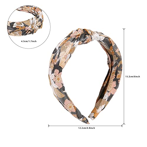 Rachel Roy Fashion Boho Headbands Top Knotted With Rhinestones Elastic Workout Hairbands, Outdoor And Party Headbands For Women Non Slip. (Shiny Floral) #TOP5