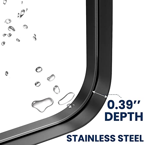 Paihome Black Bathroom Mirror, 16X24 Inch Stainless Steel Frame Vanity Mirror, Rectangle Modern Mirror, Vertical Or Horizontal Hanging Mirrors For Wall Decor, Bedroom, Living Room (16241) #TOP1