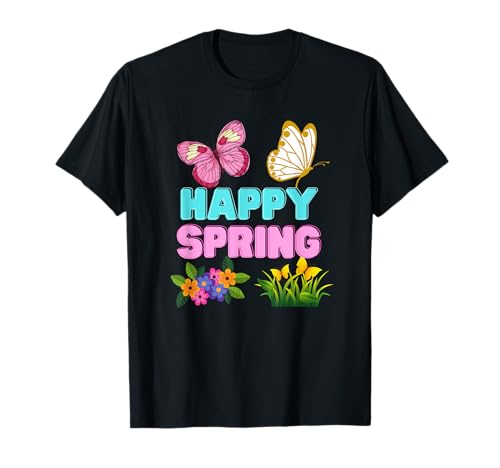 Happy Spring Images Flowers Butterflies T-Shirt
