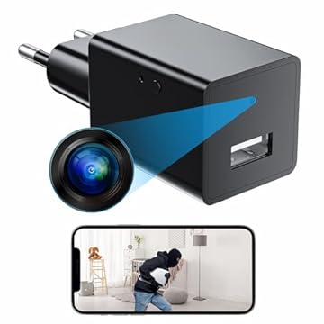 OKSIR Telecamera Spia 1080P Mini Telecamera Spia Nascosta Wifi Interno Senza Fili Caricatore USB Videocamere di Sorveglianza Professionale Micro Telecamera di Sicurezza con Rilevamento di Movimento