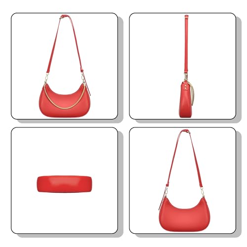 Image of Shoulder Bag for Women PU Leather Crossbody Bags Clutch Purse with Adjustable Strap Crescent Women's Hobo Handbag with Zipper