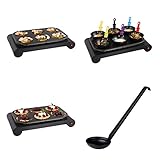 Wok Set Raclette 6 Personen - Tischgrill Elektrisch mit Crepes Maker - Elektrogrill - Wokset inkl 6 Pfannen - Partygrill Antihaftbeschichtung Pfännchen Bunte Griffe - Party Grill 1000 Watt