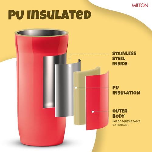 Image of Milton Marvel Steel Slim 600 Insulated Inner Steel Water Bottle for School Kids I Leak Proof Flip Top Lid, Easy to Carry Loop, Insulated Thermo Sipper Bottle for Kids, 490 ml, Red (Iron Man Print)