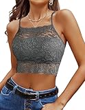 Avidlove Lace Bralette Lace Camisoles for Women Camisoles Racerback Double-Layered Y2K Crop Top Gray1 L