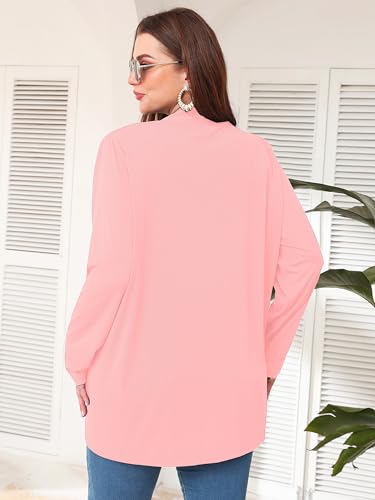 Image of AusLook Plus Size Lightweight Cardigans for Women Open Front Pockets Jacket | 1X-5X,Soft Stretch,Long Sleeve,Longline Coverage,Dress Jeans Layer,Work Travel Style,Spring Fall Wear