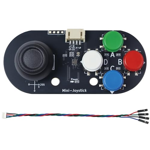 Mini I2C Joystick Gamepad Module for Arduino/Raspberry Pi – 4 Buttons (A/B/C/D), X/Y Dual-Axis Control, PH2.0 Interface (Cable Included), I2C Address 0x5A