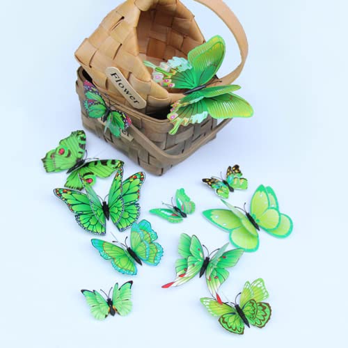 Image of JAAMSO ROYALS Green 3D Magnet Butterfly Stickers for Wall, Butterfly Decoration Items, Butterfly Stickers, Butterfly Wall Decor, Butterflies, Butterflies for Wall Decoration (Set of 12)