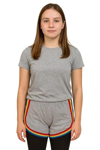 A2Z 4 Kids Chicas Algodón Bailar Deportes Trendy Moda Verano Caliente Corta Ligera Comodidad - Girls Shorts 426 Rainbow Grey 9-10