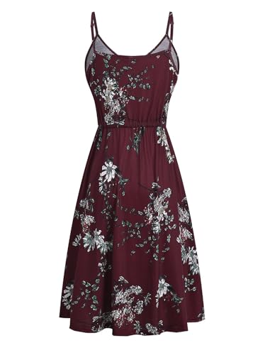 Image of BARASA Sundresses for Women Summer Sleeveless V Neck Spaghetti Strap A Line Wedding Guest Petite Dresses with Pockets D826