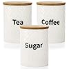 Peohud 3 Pack Ceramic Kitchen Canister Set, 29oz Airtight Food Storage Jars with Bamboo Lids, Tea Coffee Sugar Container Set for Counter, Farmhouse Kitchen Decor