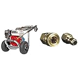 SIMPSON Cleaning ALH3228-S Cleaning ALH3228 3400 PSI at 2.5 GPM Gas Powered by Honda GX200 Pressure Washer, Red & Apache 98441024 3/8' Quick Disconnect Pressure Washer Adapter Set