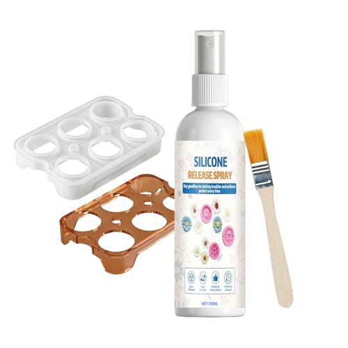 Spray Distaccante per Silicone con Pennello (100ml) - Agente Rilascio per Resina Epossidica | Antiaderente Asciugatura Rapida Facile Sformatura | Prolunga Vita degli Molds per Candele Sapone Gesso