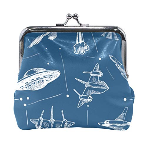 Preisvergleich Produktbild BGHYT Brieftasche Raumschiff Raketenflugzeug Marine Hintergrund Münzgeldbeutel Beutel Leder Wechselhalter Karte Clutch Handtasche