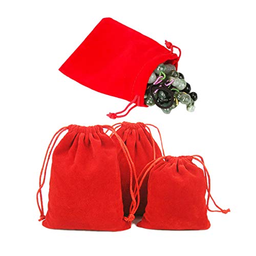 GYBest Best (50/100/200) Pack 3" X 4" Wholesale Promotion - Red Velvet Cloth Jewelry Pouches/Drawstring Bags (100, Red)