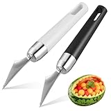 VILLCASE 2pcs Stainless Steel Fruit Carving Knife, V-Shaped Fruit Carving Graver Food Engraving Cutting Tool for Home Kitchen Dining Table Diy Craft