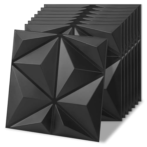 Image of Art3d 20 Pack Decorative 3D Wall Panels, 19 Sq.Feet PVC Interior Wall Decor for TV Background, Bedroom, Living Room, 11.8 inchx11.8 inch, Black