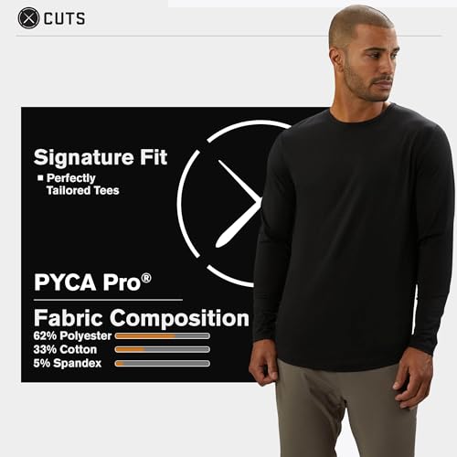 Clothing Men's Premium AO Casual Crew Neck Long Sleeve Shirt | Classic Curve Hem | PYCA Pro Soft Fabric3