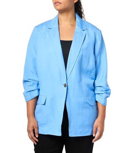 Linen ONE Bttn Notch Collar W/Scrunch SL