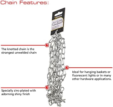 Sterling KZ24L2 Knotted Chain, Bright Zinc, 2.4mm x 2m