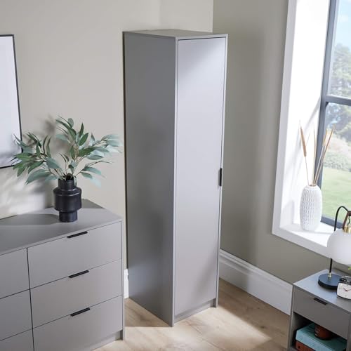Home Source Phoenix Wardrobe with 1 Door | 180cm Tall Grey| Hanging Rail & Storage Shelf | Contemporary Bedroom Furniture | 40D x 48W x 180H cm - Image 3