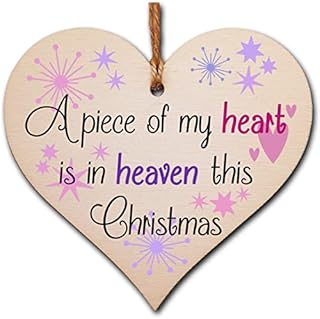 Handmade Christmas Hanging Wooden Heart Plaque Decoration Gift to Remember Lost Loved Ones festive bauble
