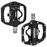 MTB Flat & SPD Clipless Bike Pedals, Dual-Sided Bicycle Pedals Compatible with Shimano SPD, 9/16" for Mountain, Hybrid, Commuter & Indoor Cycling