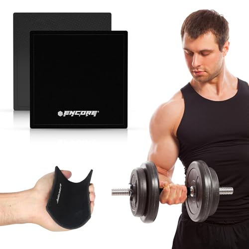 Encore Grips® Griffpolster Griffpads Griffhilfen für Kraftsport aus Wildleder und Gummipolster, Krafttraining, Gym Training, Bodybuilding, Crossfit, Fitness Handschutz, 1 Paar Grip Pads Handschuhe